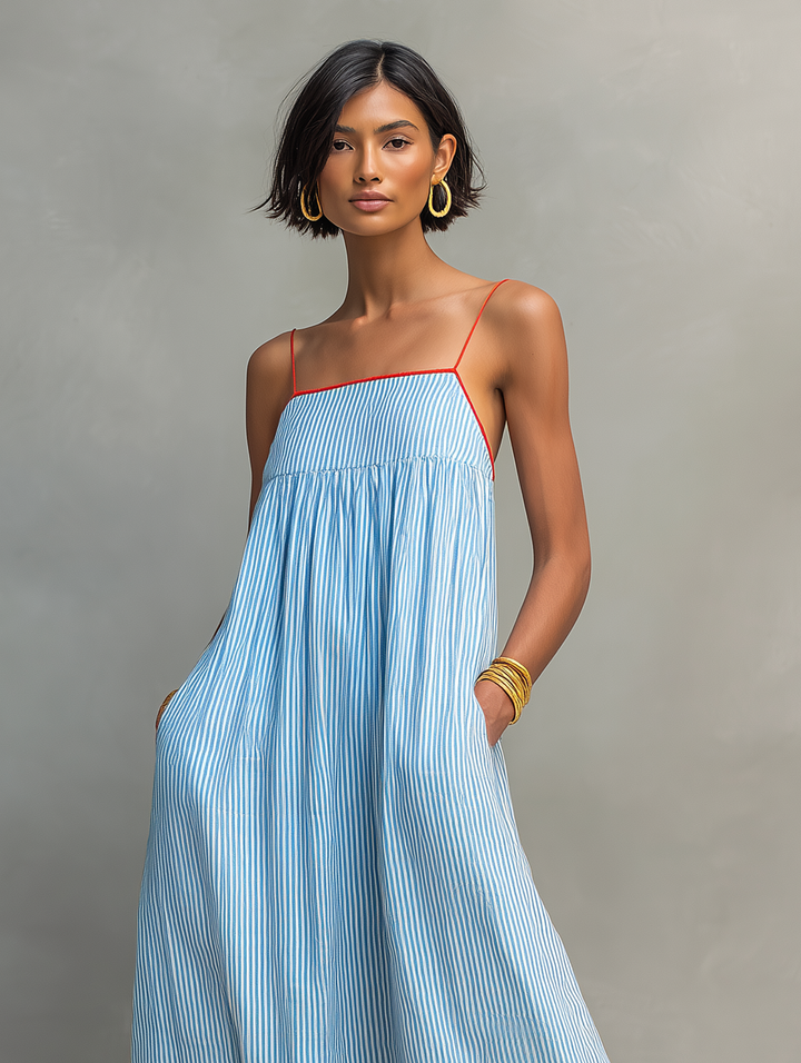 Mar | Robe longue à rayures à fines bretelles