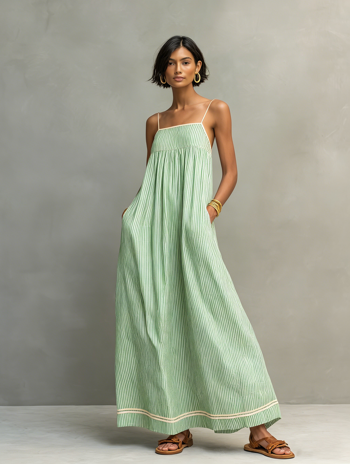 Mar | Robe longue à rayures à fines bretelles
